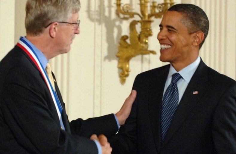 Dr. Collins and President Obama shaking hands